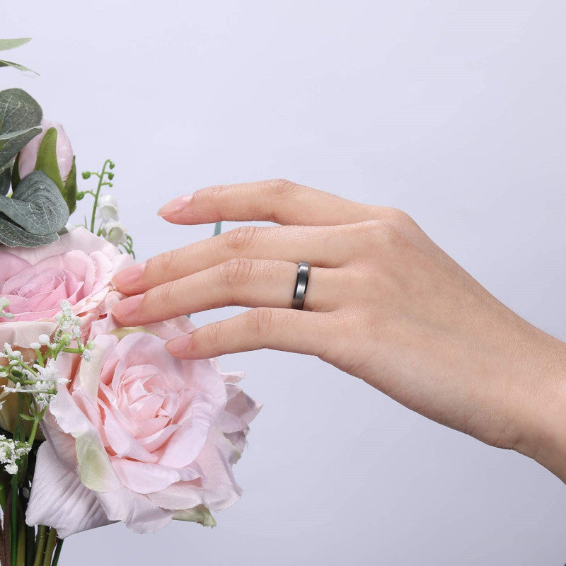 Stainless Steel Ring With Inner Blue Silver Geometry Design Band For Men Or Women Unisex Creative Jewelry Accessory