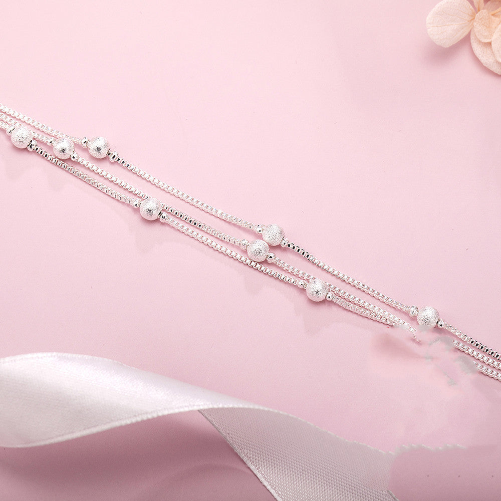 Womens Silver Plated Buddha Beads Bracelet Copper Bangle Korean Style Jewelry Gift For Women And Girls Elegant Lux