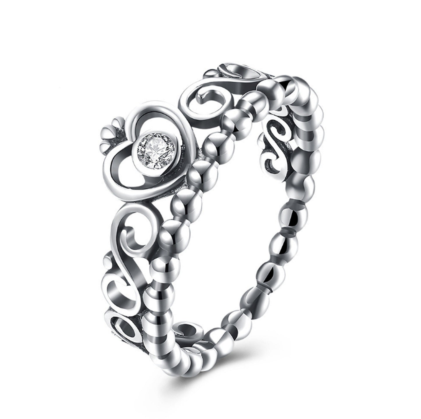 Silver Crown Ring With Diamond Electroplated Finish Crown Shape Ring European American Style Festival Gift Set