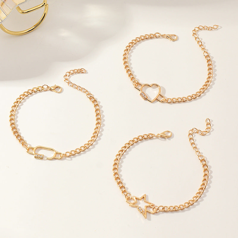 Womens Geometric Alloy Bracelet Fashion Jewelry Five Pointed Star Love Design European America Bangle Women US