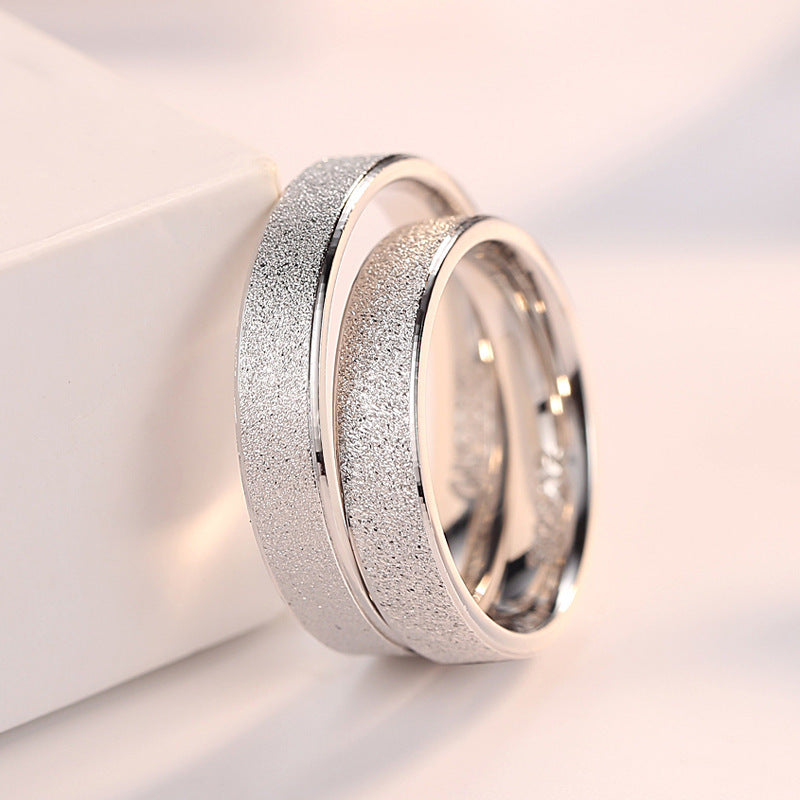 Star Design Couple Rings Silver Electroplated Matching Bands Frosted Finish Anniversary Jewelry Free Worldwide