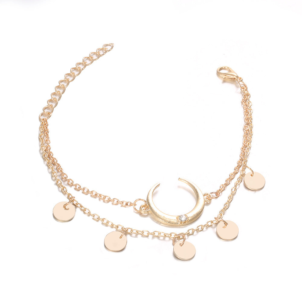 Womens Crescent Bracelet With Diamond Accent Electroplated Alloy Fashion Jewelry Elegant Crescent Shape Design