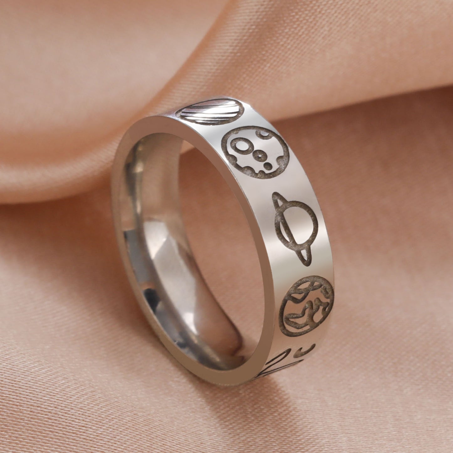 Unisex Stainless Steel Ring 6mm Wide Band Simple Everyday Ring for Couples Gift Anniversary Promise Ring Style