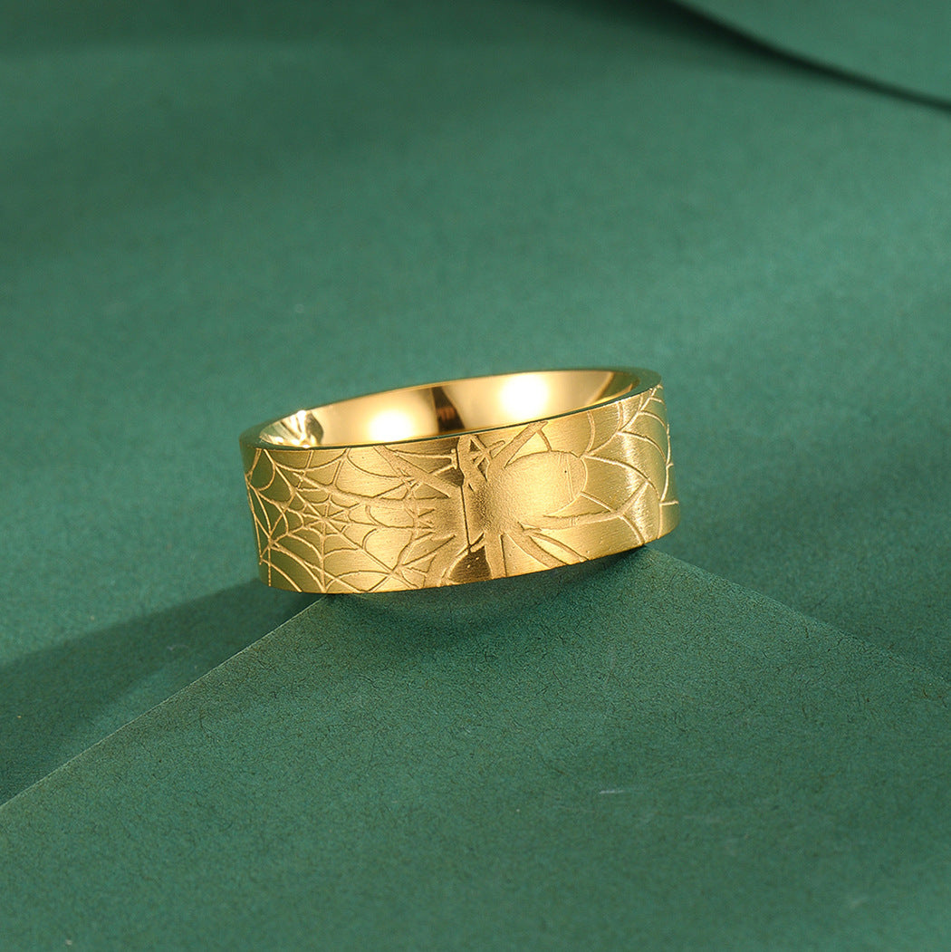 Geometric Spider Ring Stainless Steel Jewelry For Halloween And Everyday Wear Gold Finish Minimalist Design Set