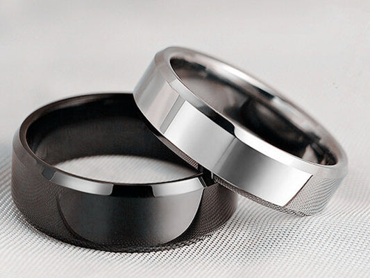 Titanium Steel Couple Rings Double Beveled Silky Solid Round Rings Individually Packed for Wedding Anniversary