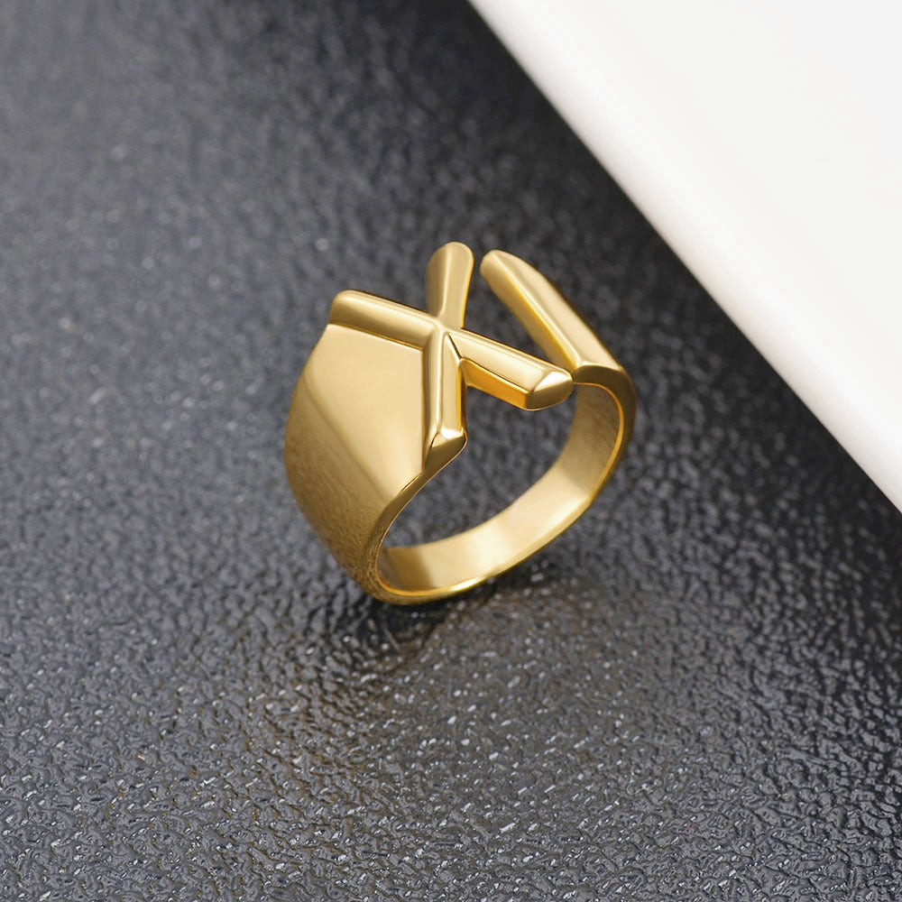 Womens Initial Letter Copper Ring With Gold Inlay A To Z Alphabet Ring For Her Birthday Gift Ideal For Girls And Women