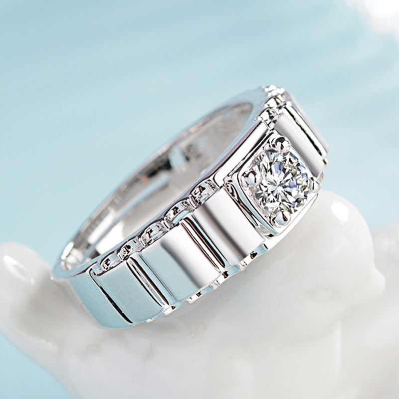 Mens Geometric Ring With Zircon Inlay Jewelry Environmental Protection Copper Platinum Color Ring For Men Ring