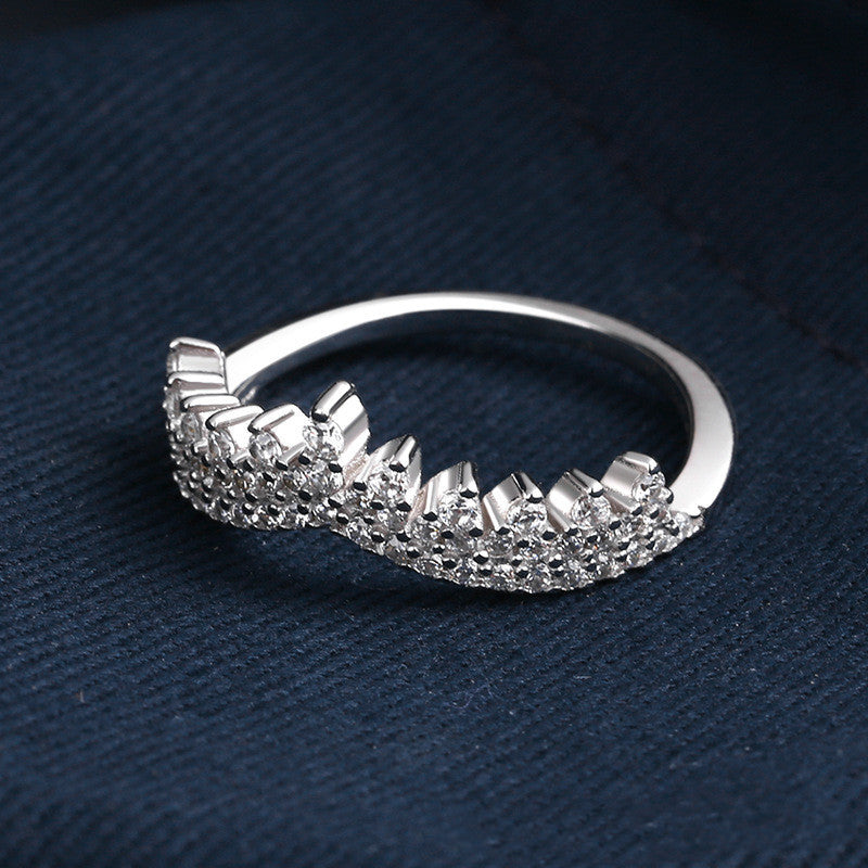 Women Crown Ring Zircon Inlaid White Gold Plated Elegant Jewelry Gift For Her Anniversary Engagement Daily Wear