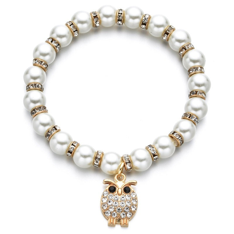 Handmade Natural Freshwater Pearl Bracelet With Branches Palms Trees Rudders Hearts Owls Charms Design For Daily Wear