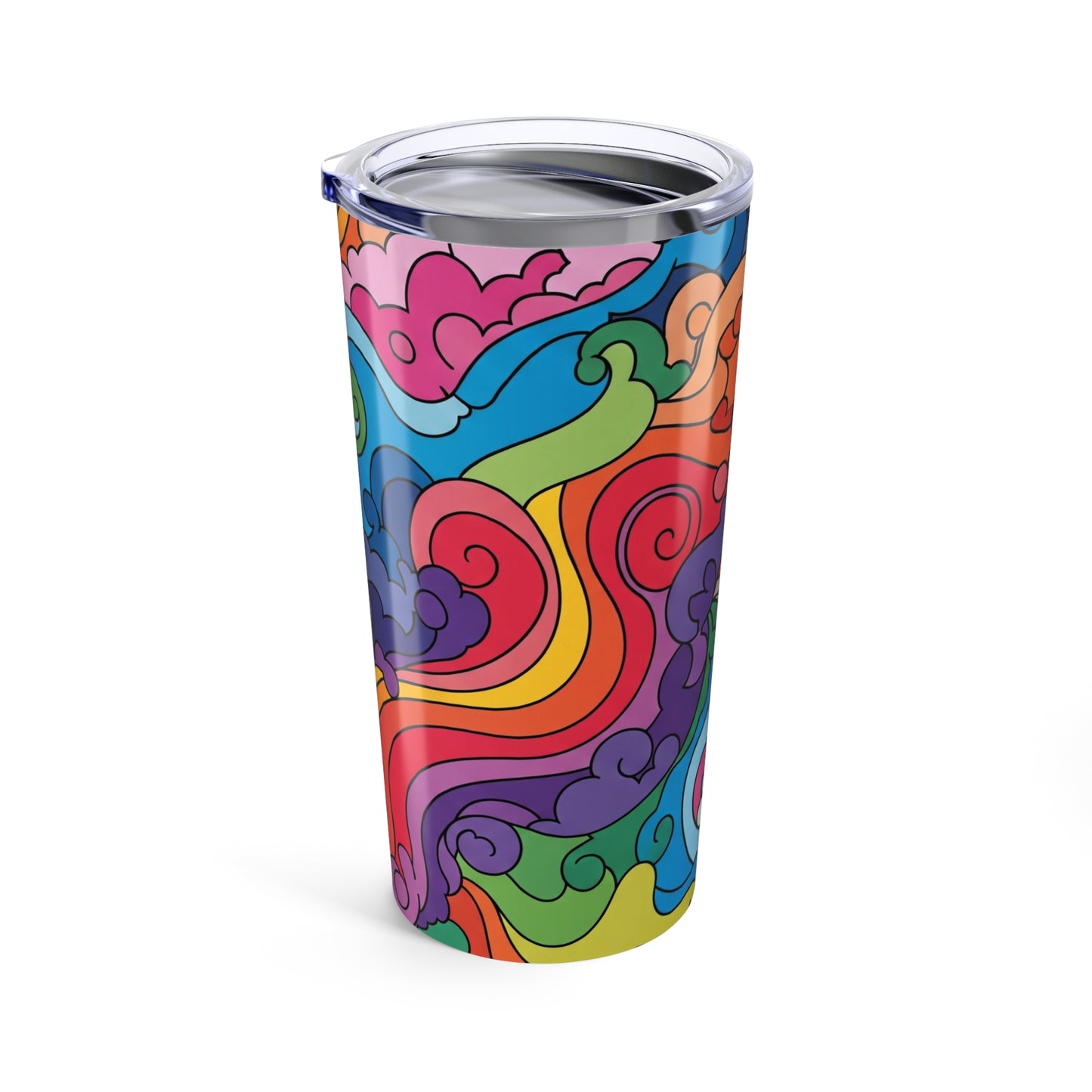20 Oz Printed Metal Travel Mug Vacuum Insulated Double Wall Spill Resistant Hot Cold Beverage Cup With Lid Durable