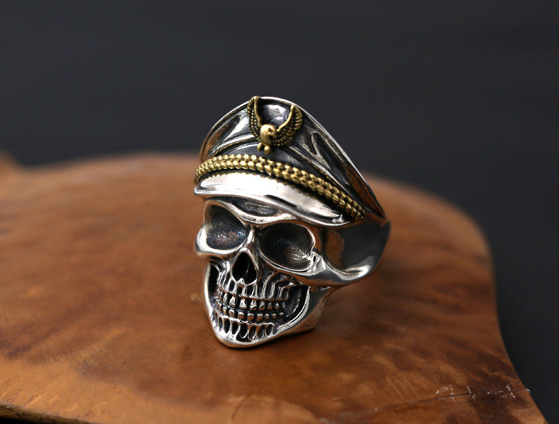 Copper Skull Ring With Korean Style Geometric Design Electroplated Inlay White Gold Gems Individually Packed Quality