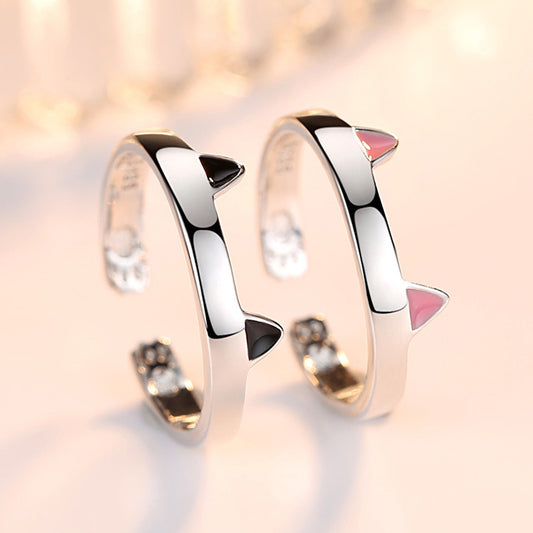 Women's Cat Ear Ring Adjustable Vintage Alloy Jewelry Cat Paw Design Cute Adorable Accessory For Women Fashion