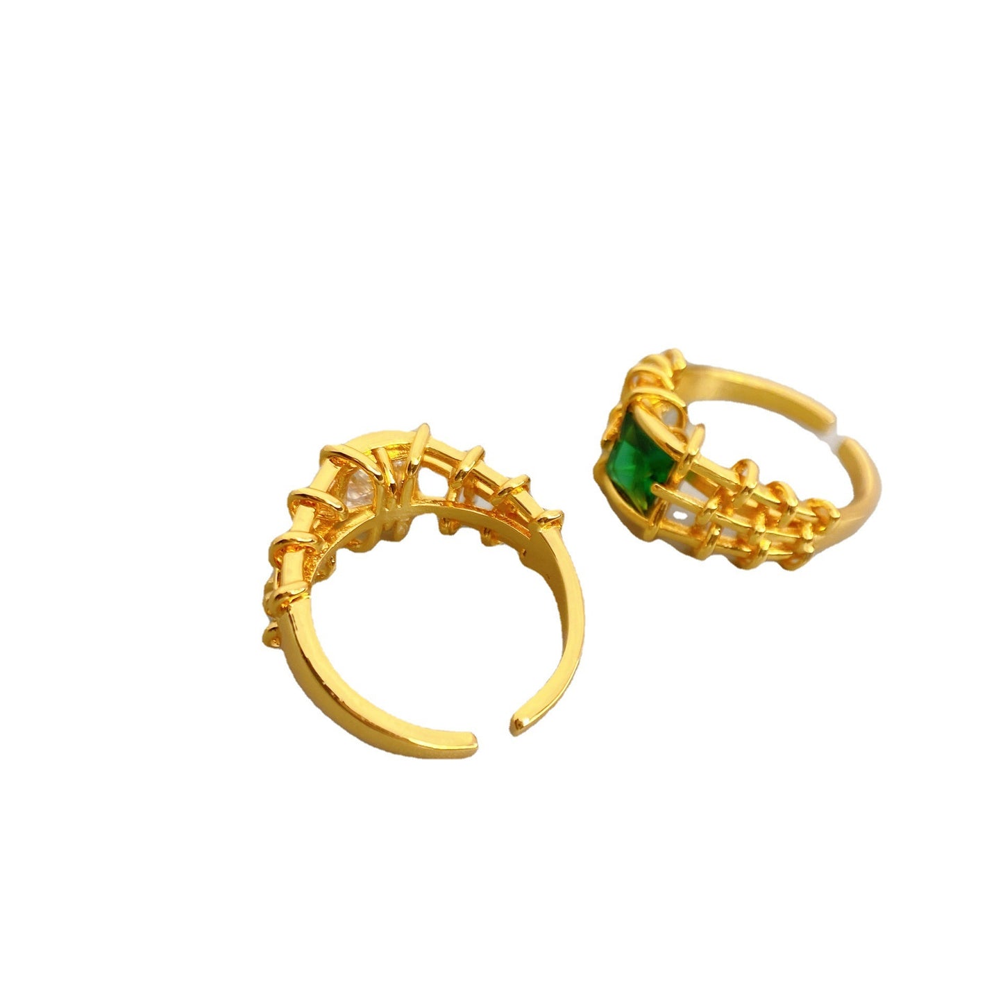 Ladies Copper Ring With Adjustable Opening White And Green Inspired By Korean And Japanese Fashion Style For Women