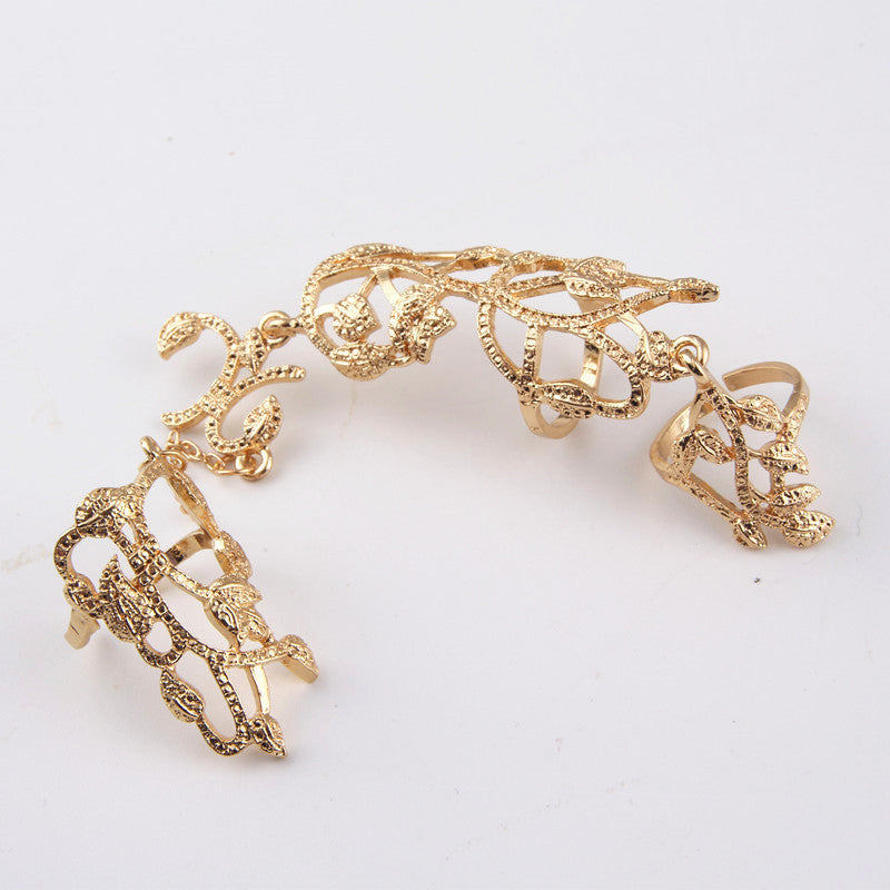 Leaf Ring Adjustable Alloy Thumb Ring Geometric Design European American Style Gold Silver Finish Electroplated Size 8