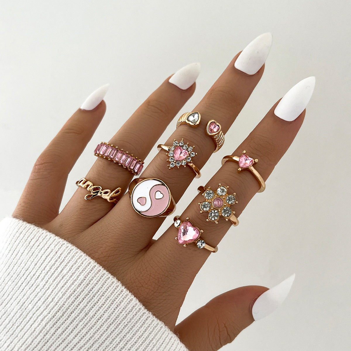 Women Ring Set Fashion European And American Personalized Rings For Women Alloy Jewelry Set 6 Piece Collection