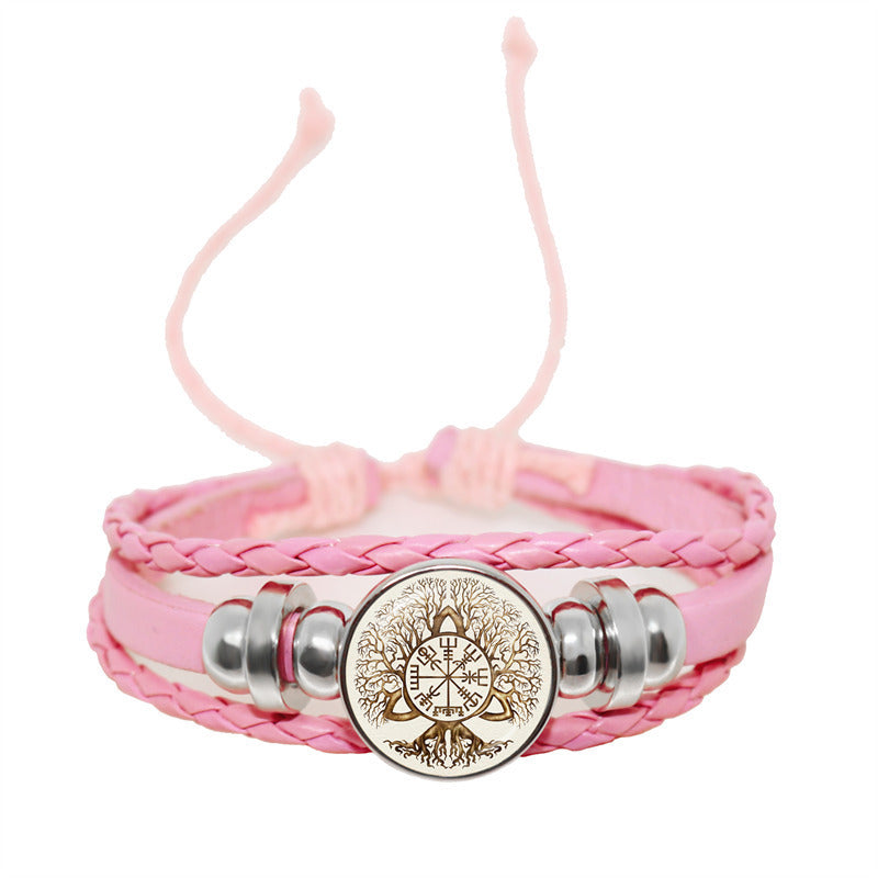 Unisex Leather Bracelet Retro Geometric Pattern Adjustable Woven Strap Wristbands Fashion Jewelry Everyday Use