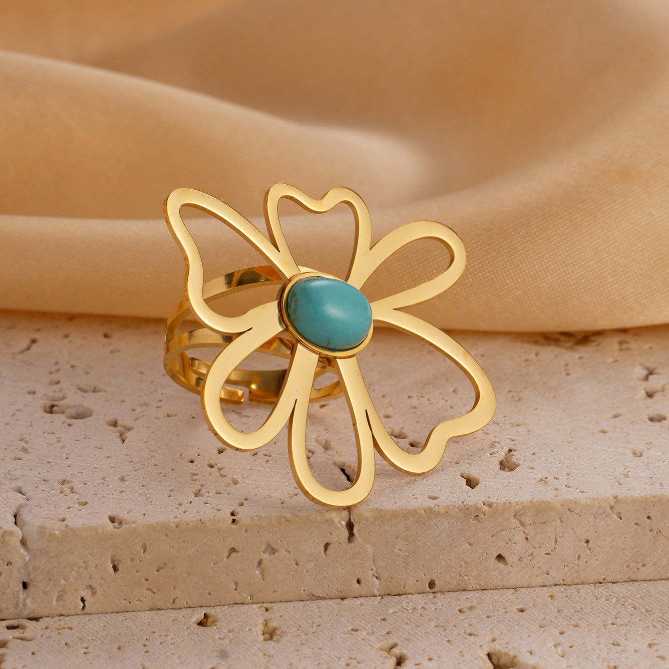 Stainless Steel Ring Retro Textured Geometric Irregular Five Pointed Star European American Design Jewelry For Women