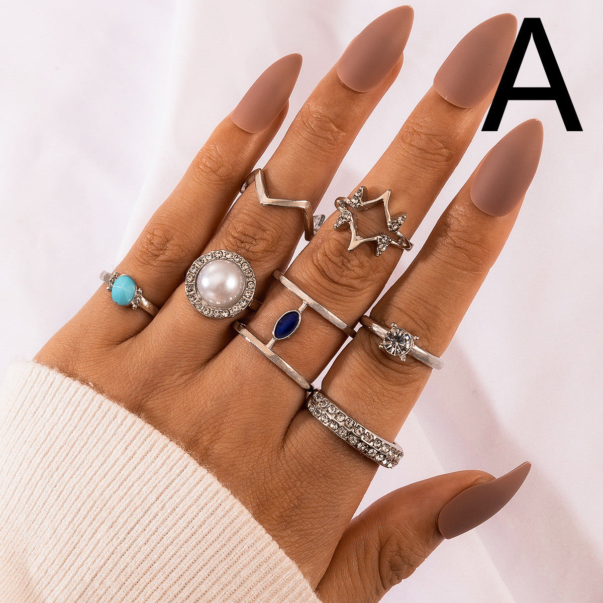 Geometric Copper Ring Set Fashion Plated Rings Ethnic Style Jewelry For Women Gift Trendy Jewelry Gift For Her