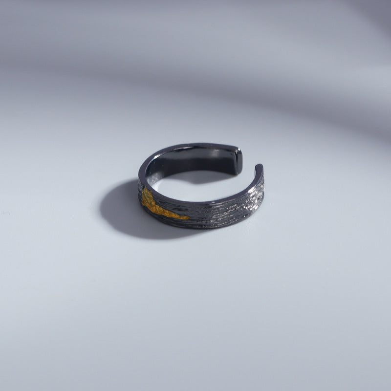 Mens Copper Ring With Retro Flame Design Adjustable Opening Finished Fire Protection Ring Band Jewelry For Men