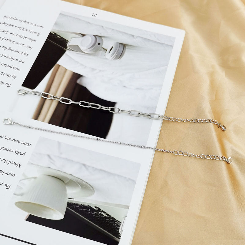 Unisex Double Layer Metal Bracelet With Geometric Design Round Beads Clip Fashion Jewelry Gold And Silver Tone