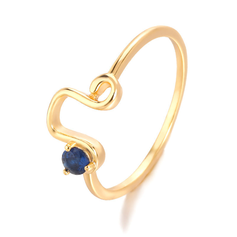 Womens Constellation Ring Zircon Copper Jewelry For Zodiac Sign Gold Color Elegant Celestial Ring For Everyday