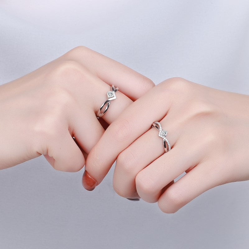 Adjustable Crown Design Couple Rings Sterling Silver Matching Promise Rings For Him And Her 925 Silver Electroplated
