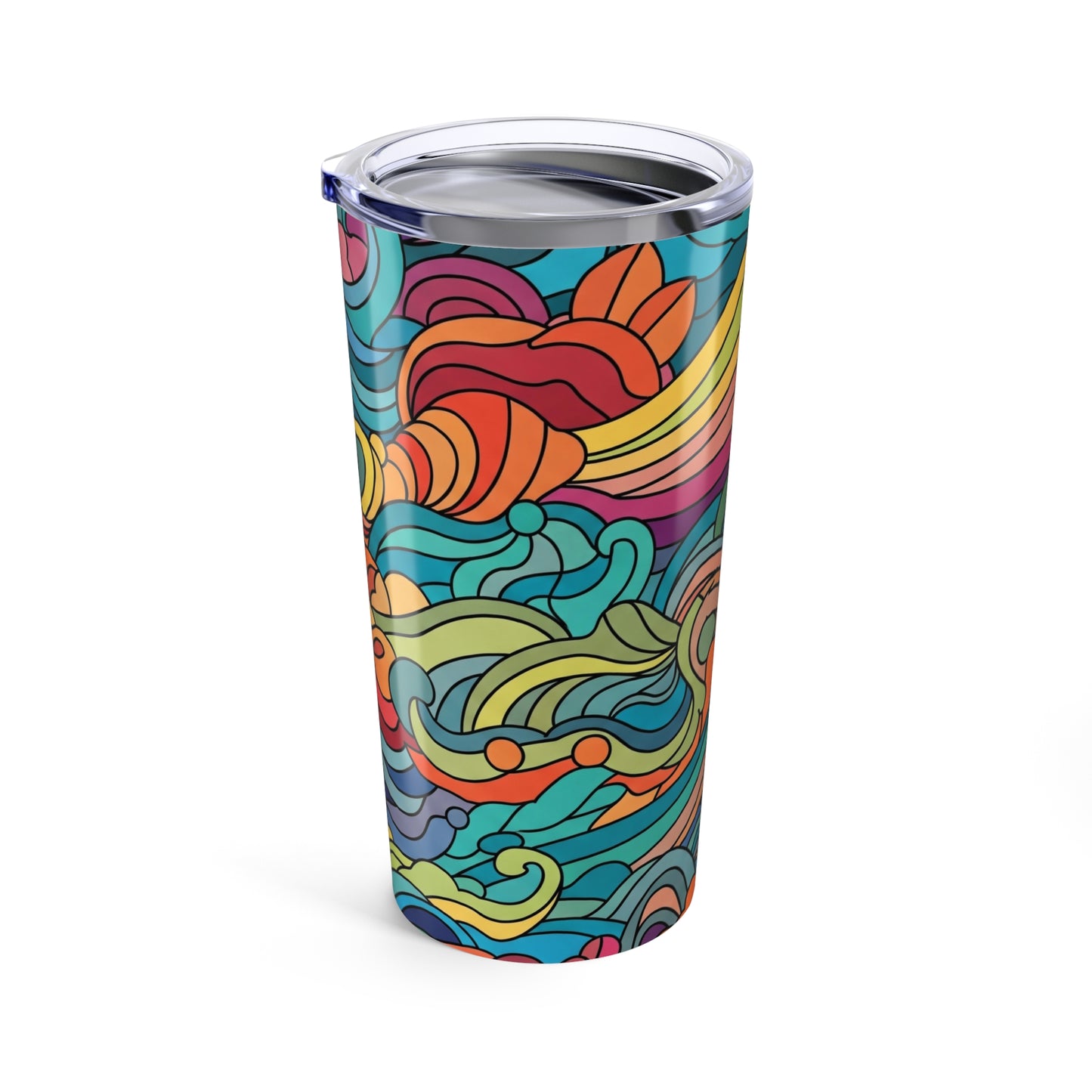 20oz Stainless Steel Travel Tumbler With Full Printed Graphic Double Wall Vacuum Insulation Leak Proof Thermal Mug