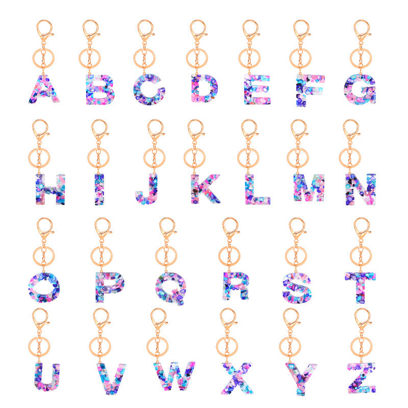 Epoxy Letters Keychain Unisex Initial Pendant Alphabet Charm Decoration With Individual Packaging Epoxy Letters Keychain