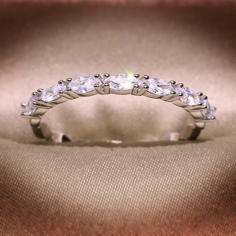 Womens Moissanite Ring 18K Plated Geometric Wedding Engagement Anniversary Promise Bridal Fashion Jewelry Glow