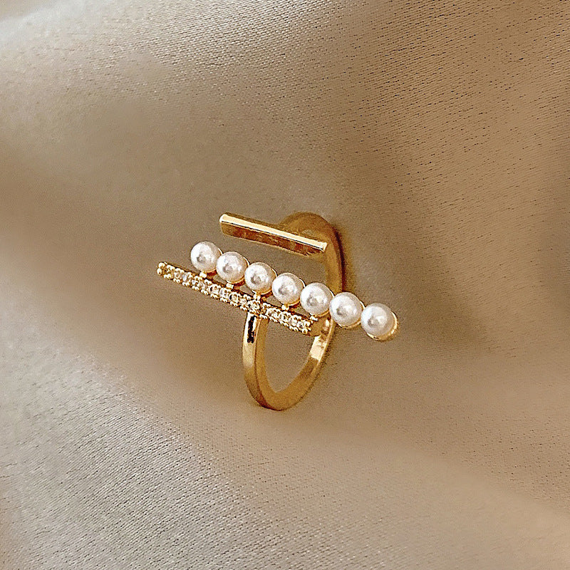 Women Adjustable Gold Plated Rings With Geometric Design And Artificial Gems For Wedding Jewelry Korean Fashion