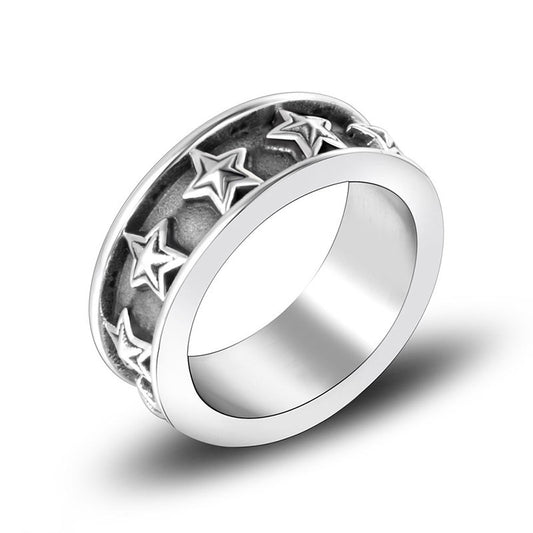 Mens And Womens Titanium Steel Rings With Patterns Retro Gift Fore Wedding Anniversary And Promotion Packaging