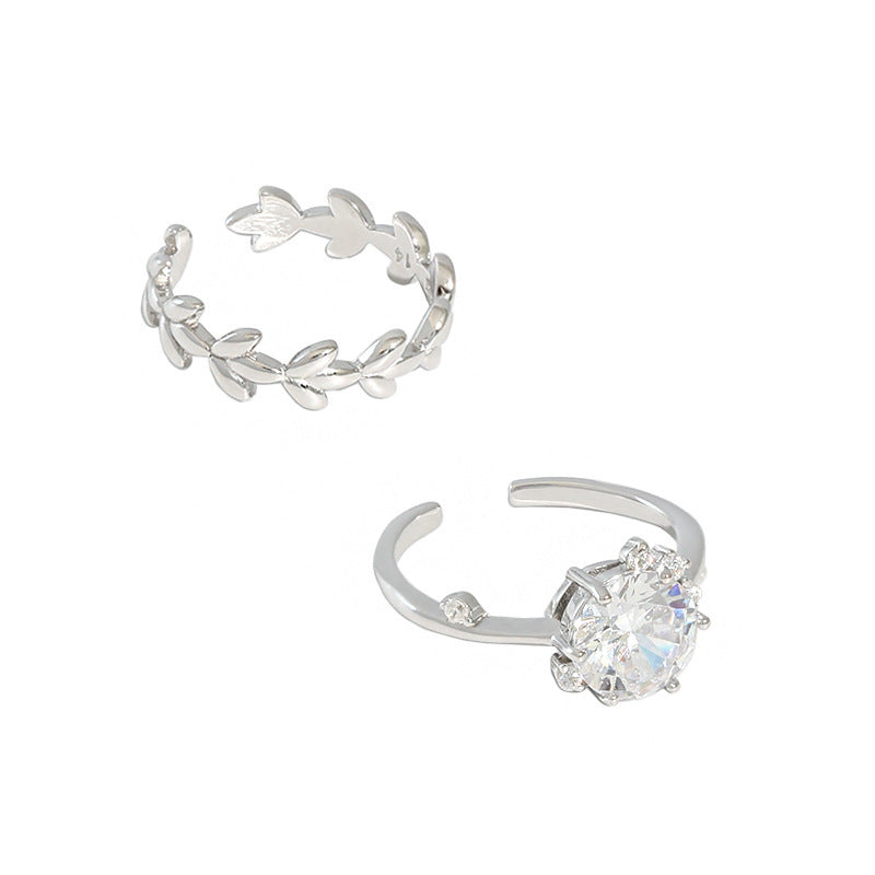 Womens Silver Olive Branch Ring Elegant Delicate Design Electroplated Ring Jewelry Gifting For Her Korean Style