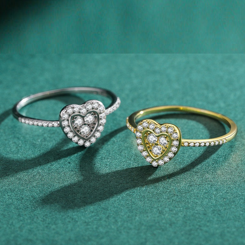 Womens Heart Diamond Ring Silver Heart Shaped Promise Ring For Her Engagement And Wedding Band Jewelry For You