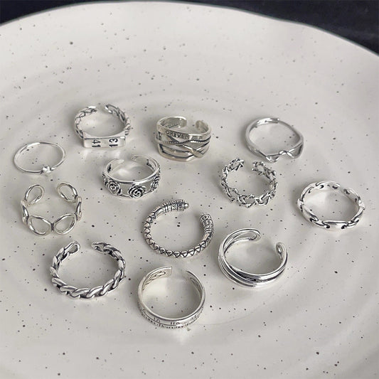 Geometric Copper Electroplated Ring for Women Silver Tone Band Simple Everyday Jewelry Gift for Her Everyday Chic