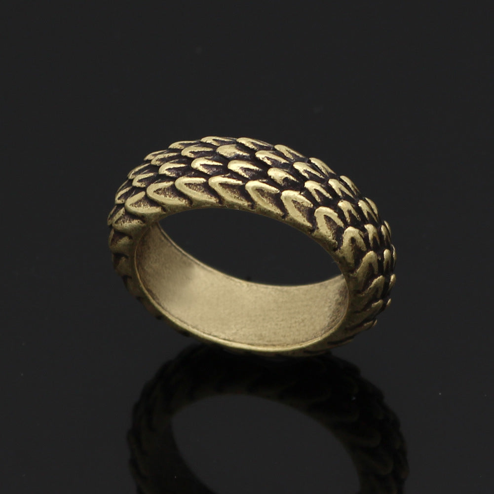 Vintage Dragonscale Ring Nordic Viking Design Ancient Silver Polished Finish Sleek Simple Shape Fine Workmanship Gift