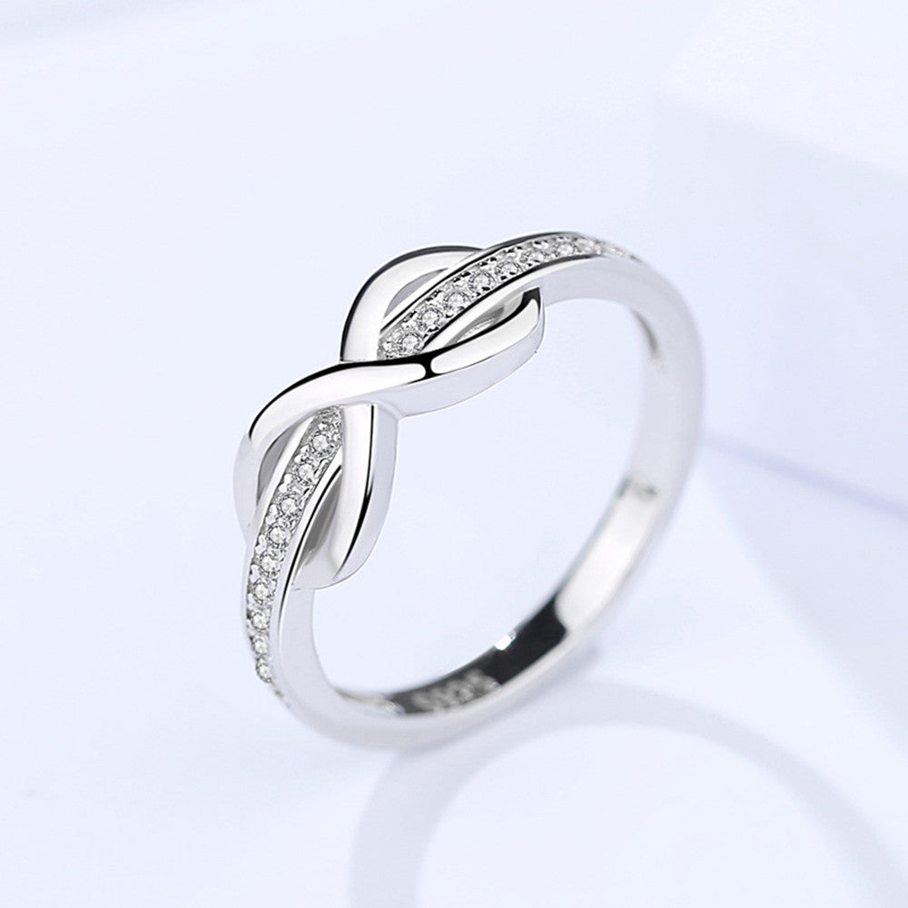 Womens Figure 8 Ring Geometric Diamond Jewelry Sterling Silver Electroplated Ring Fashion Accessory For Everyday Wear