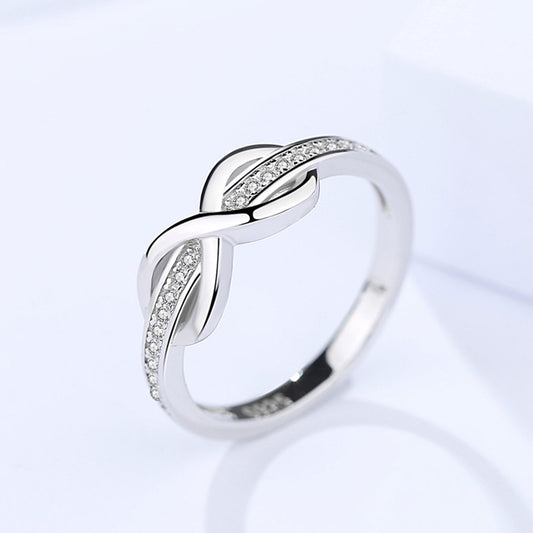 Womens Figure 8 Ring Geometric Diamond Jewelry Sterling Silver Electroplated Ring Fashion Accessory For Everyday Wear