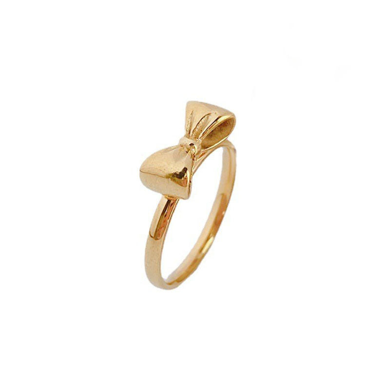 Golden Bowknot Ring For Women Titanium Steel Electroplated Bow Shape Jewelry US Size 6 7 8 9 Style Womens Gold
