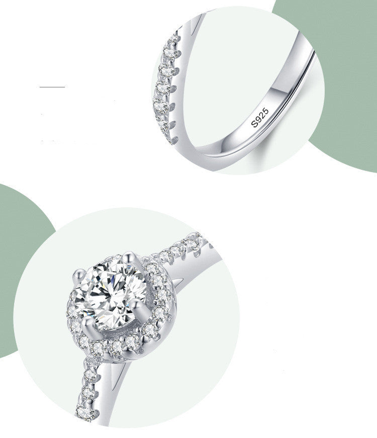 Sterling Silver Ring With Round Zircon Inlay Elegant Polished Silver Ring Perfect As A Gift For Her Anniversary