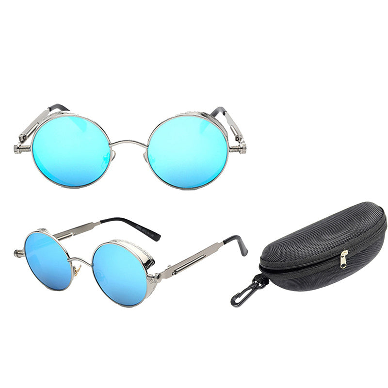 Vintage Round Sunglasses Metal Frame UV400 Protection High Definition Lenses Spring Hinges for Men Unisex Bold