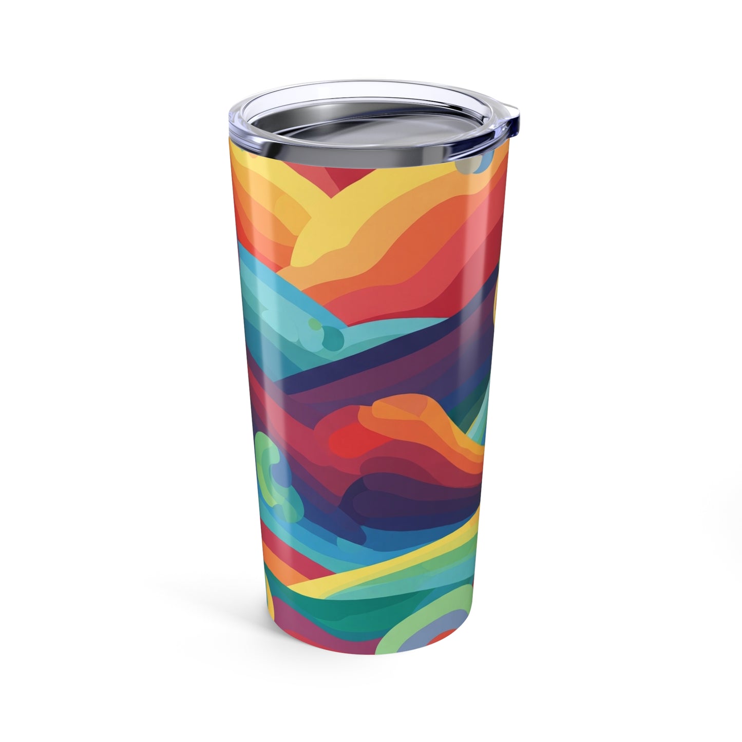 20 Ounce Stainless Steel Tumbler With Double Wall Vacuum Insulation Leak Proof Lid Printed Art Design For Hot Or