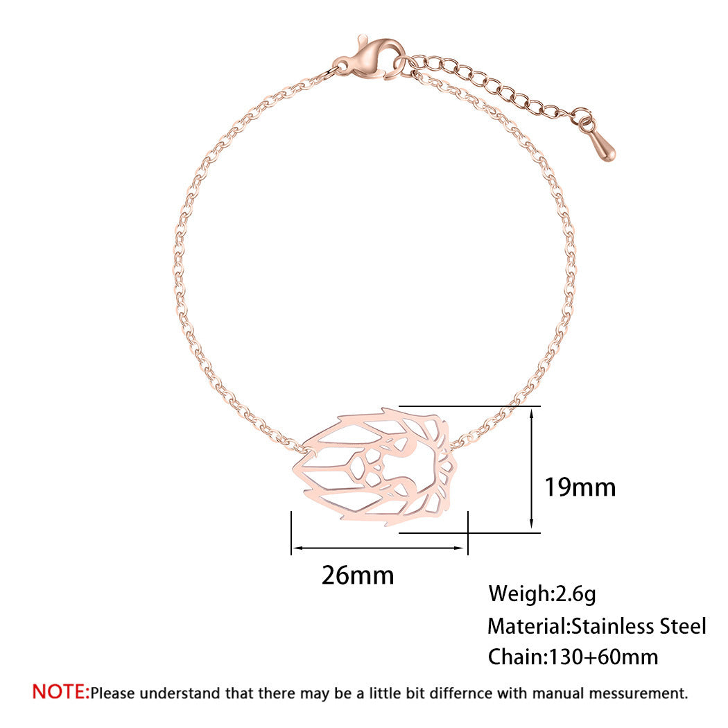Unisex Lion Pendant Bracelet Stainless Steel Geometric Lion Bracelet High Quality Fashion For Women Rose Gold