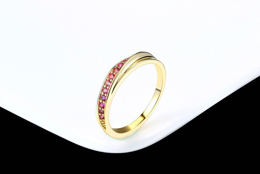 Womens Ring Korean Fashion Single Diamond Ring Micro Paved Zircon Rose Gold Plated Copper Ring Elegant Jewelry