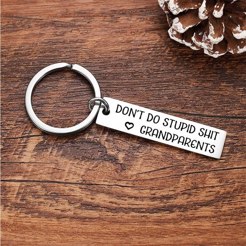 Durable Titanium Steel Keychain Key Card Novelty Present Dont Do Anything Stupid Keyring Christmas Gift Halloween