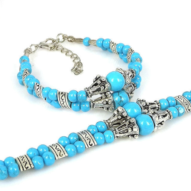 Unisex Bracelet With Tibetan Silver Beads Bohemian Ethnic Fashion Jewelry Travel Accessory And Trade Show Gift