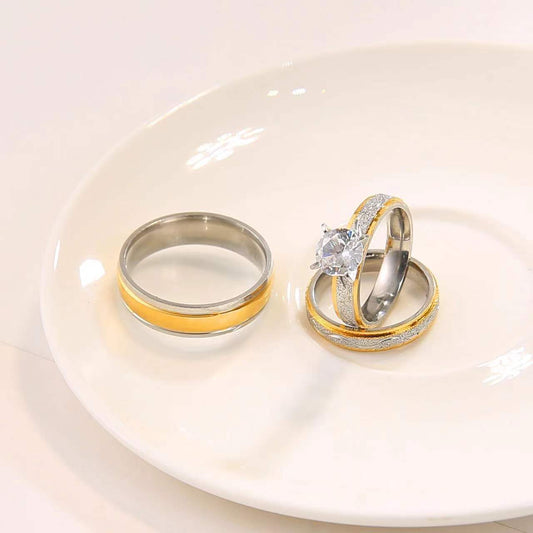 Stainless Steel Couple Ring Set 4mm 6mm For Him And Her