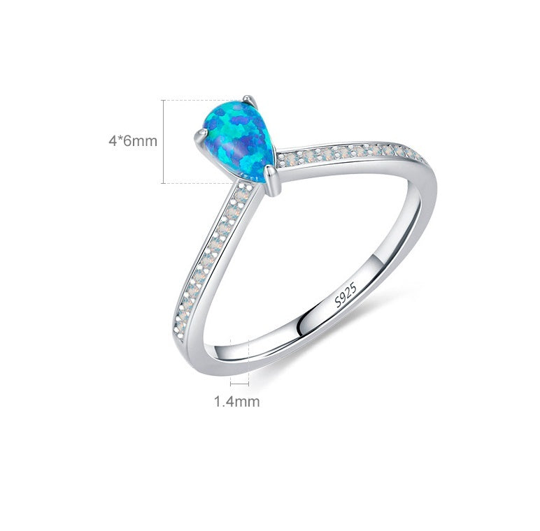 Womens Sterling Silver Inlaid Gemstone Ring Drop Shaped Dangle Jewelry 925 Silver Women Gift For Her Affordable Luxury