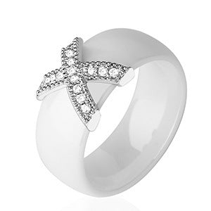 Ceramic Couple Ring Black White Geometric Unisex Band Durable Wedding Anniversary Gift For Partners Daily Wear