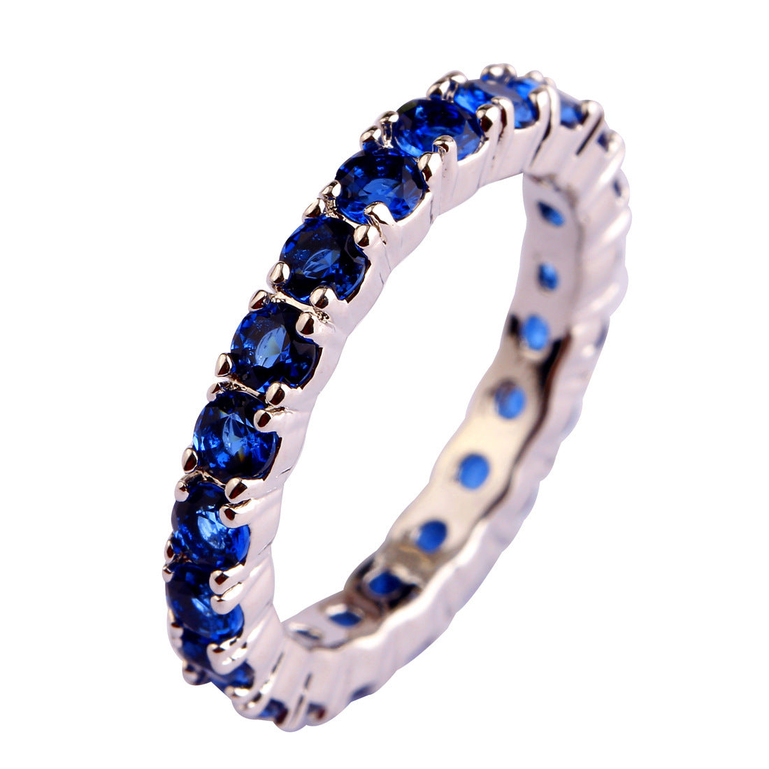 Green Blue Quartz Gemstone Ring Platinum Plated Copper