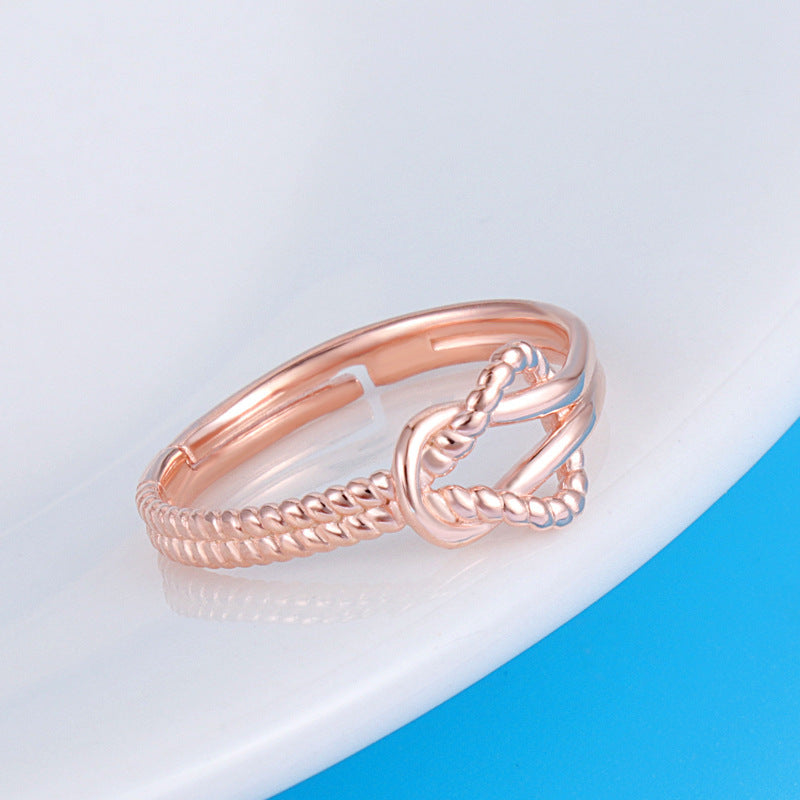 Women's Fashion Ring S925 Silver Ring Electroplated Rose Gold Geometric Ring for Her Elegant Ring Anniversary Ring Gift for Women and Girls
